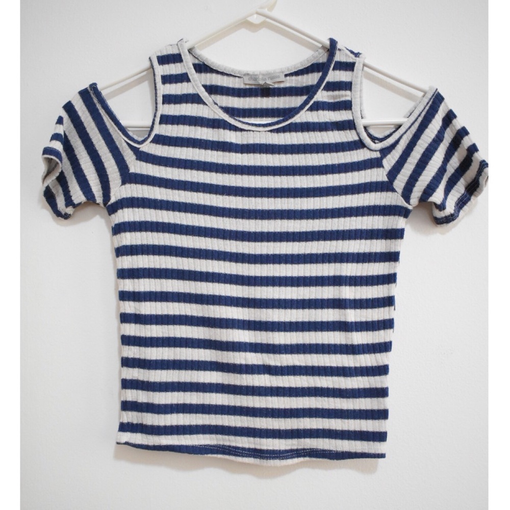 Charlotte russe blue n’ white stripes off-shoulder
